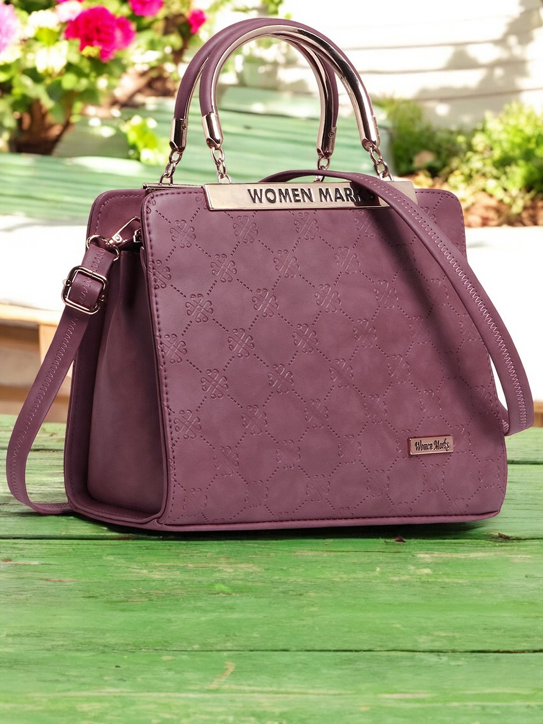 

WOMEN MARKS Mauve Self Design Structured Handheld Bag