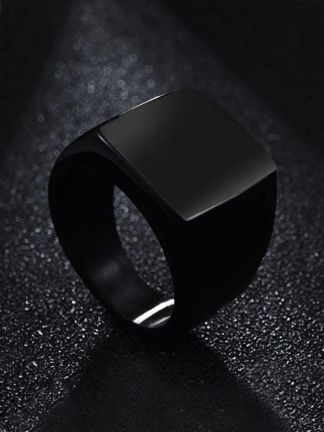 

Yellow Chimes Men Black Stainless Steel Band Finger Ring