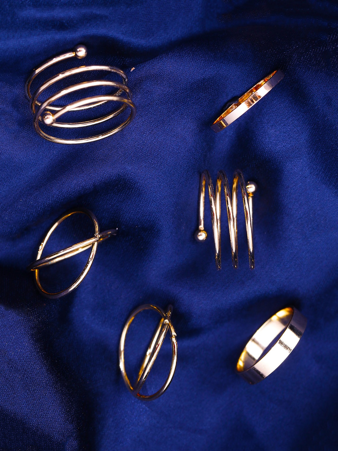 

Yellow Chimes Set of 6 Gold-Toned Finger Ring
