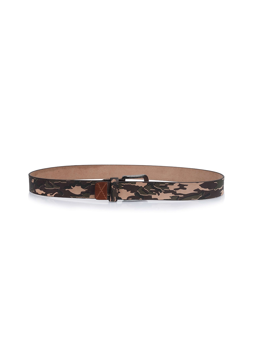 

Fusion Threads Men Khaki Printed Leather Belt