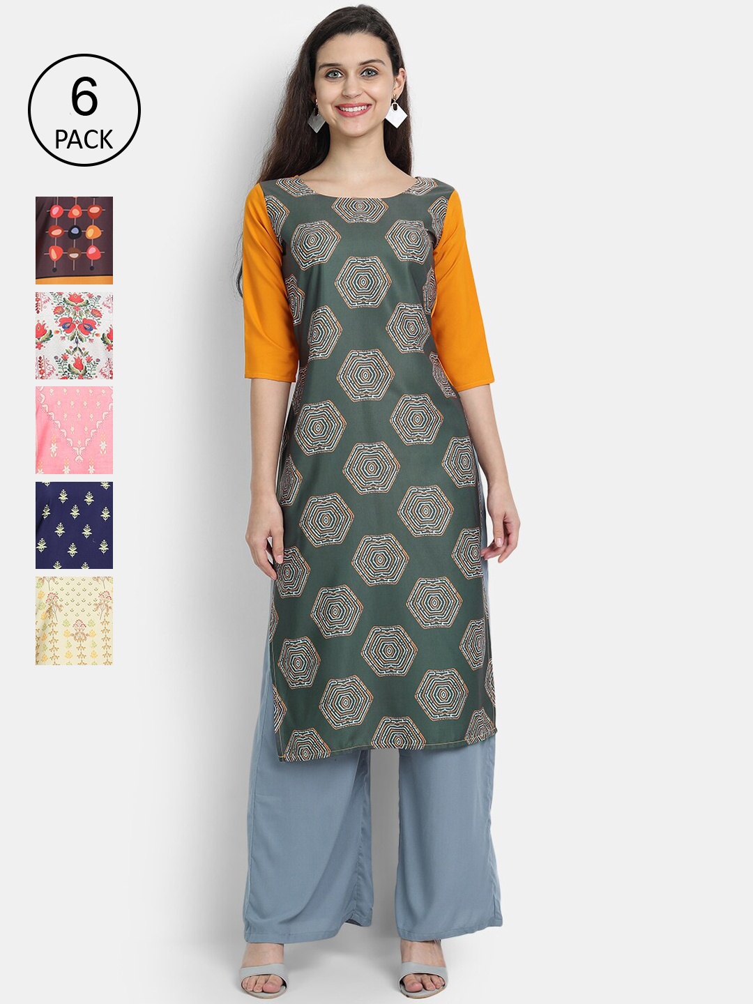 

7Threads Women Multicoloured Ethnic Motifs Printed Thread Work Crepe Kurta, Multi