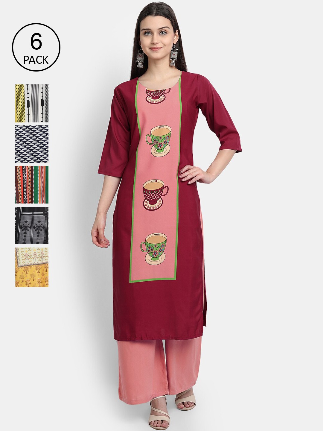 

7Threads Women Multicoloured Striped Flared Sleeves Crepe Kurta, Multi