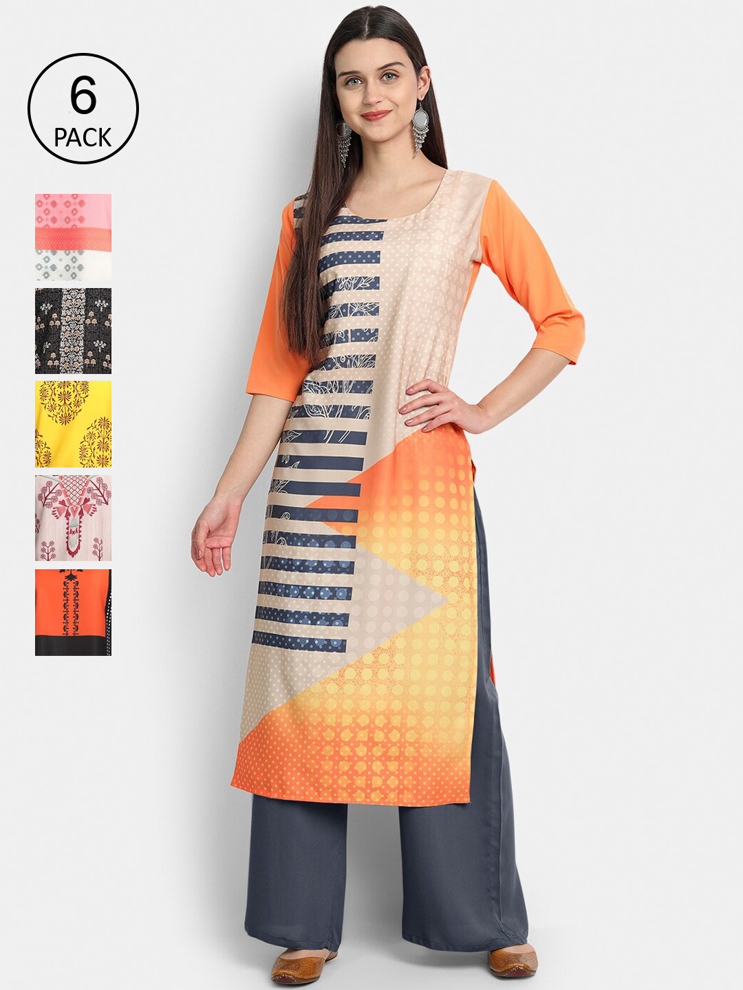 

7Threads Women Multicoloured Printed Crepe Kurta, Multi