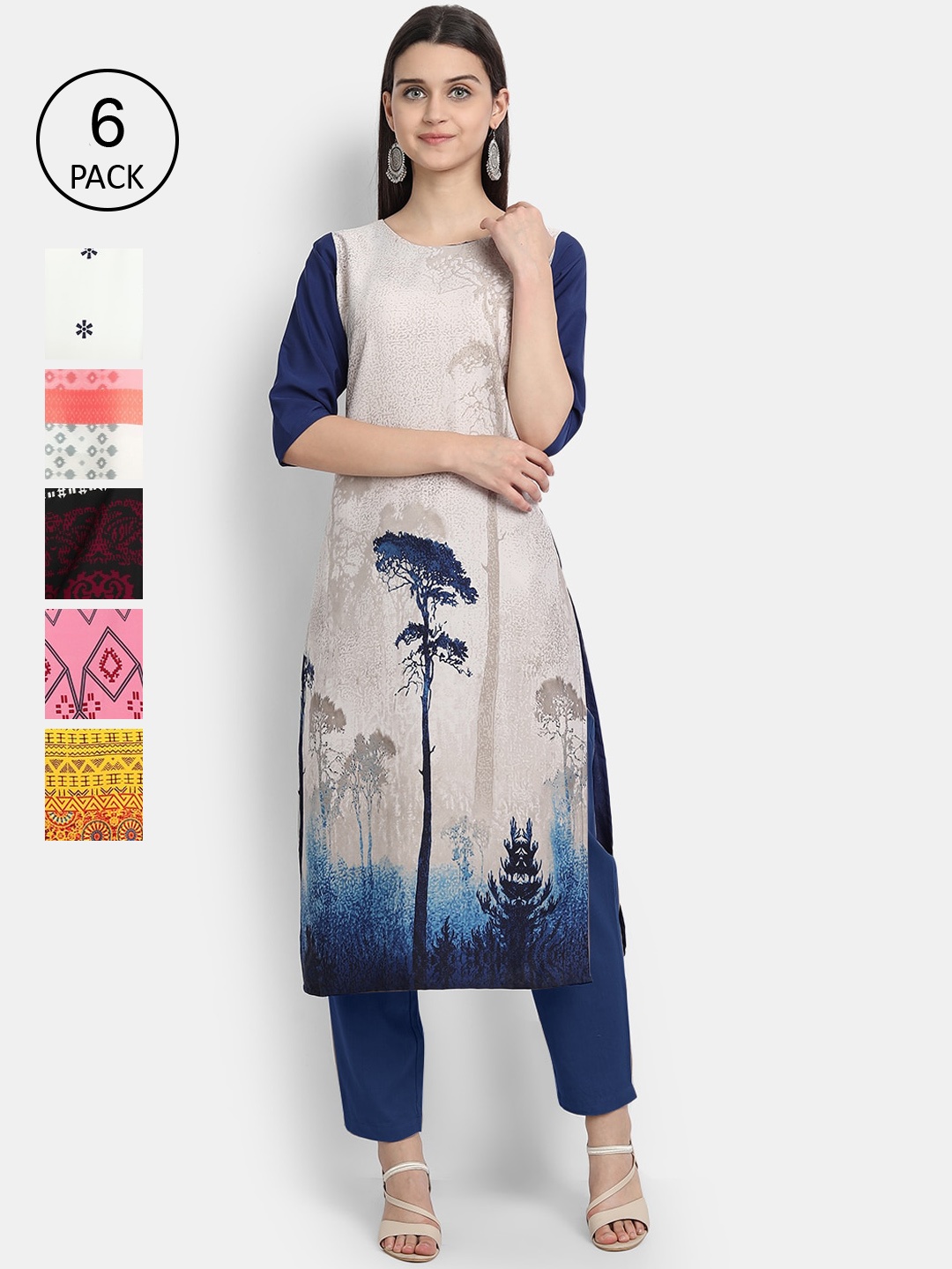 

7Threads Women Multicoloured Printed Crepe Kurta, Multi