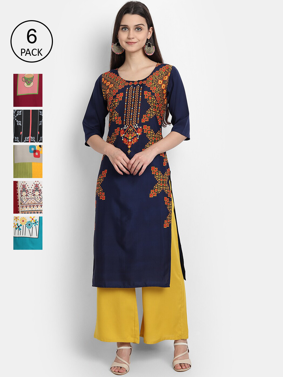 

7Threads Women Multicoloured Printed Crepe Kurta, Multi