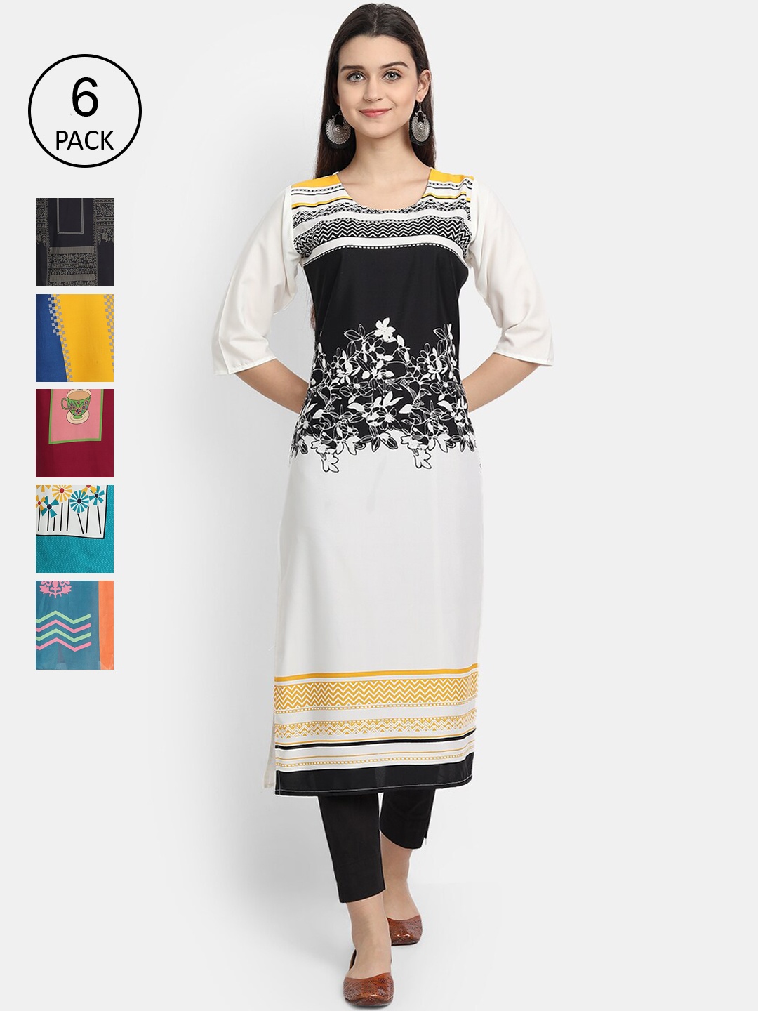 

7Threads Women Multicoloured Floral Embroidered Thread Work Crepe Kurta, Multi