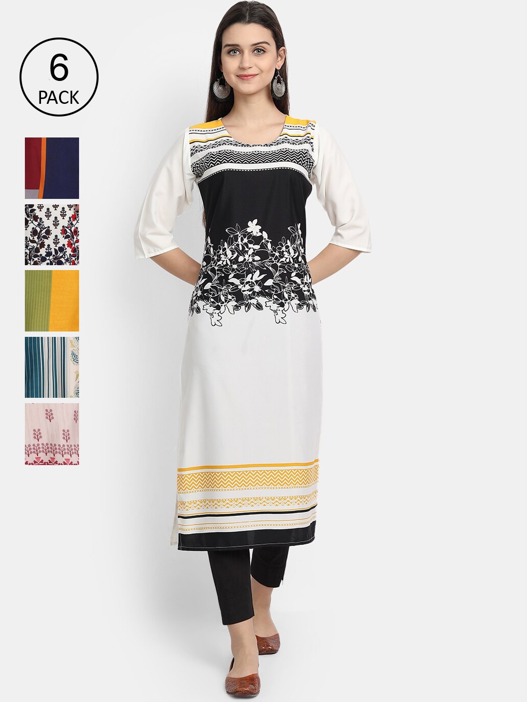 

7Threads Women Multicoloured Floral Embroidered Thread Work Crepe Kurta, Multi