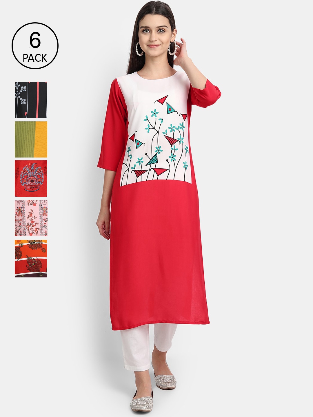 

7Threads Women Multicoloured Printed Crepe Kurta, Multi
