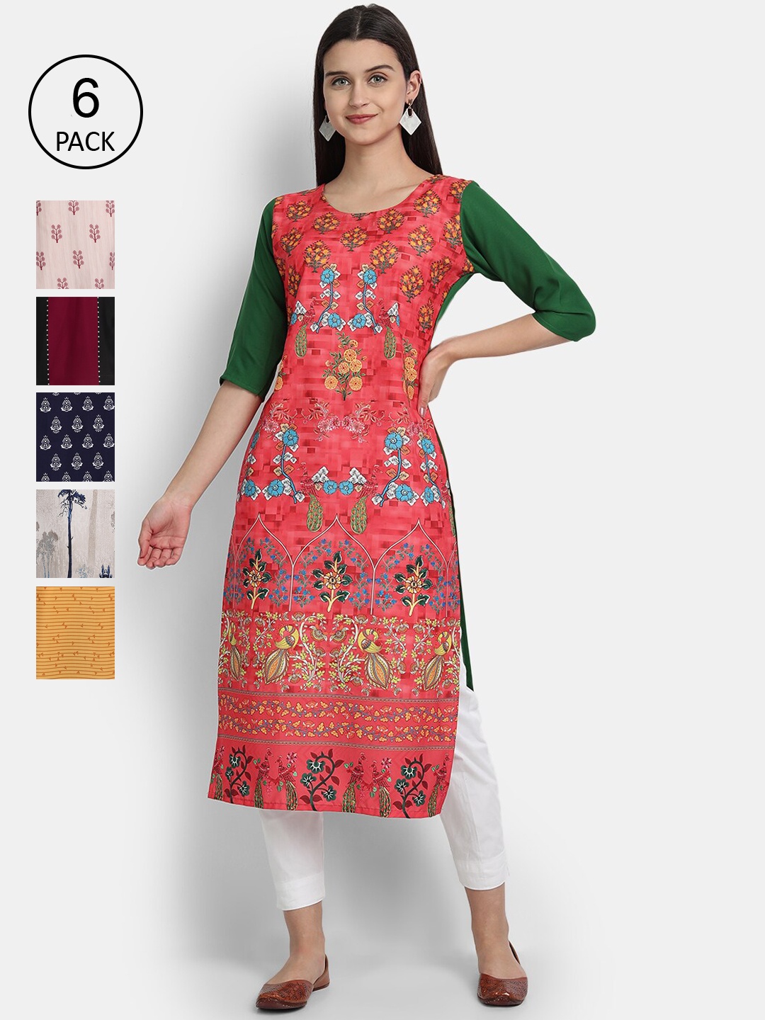 

7Threads Women Multicoloured Ethnic Motifs Printed Crepe Kurta, Multi