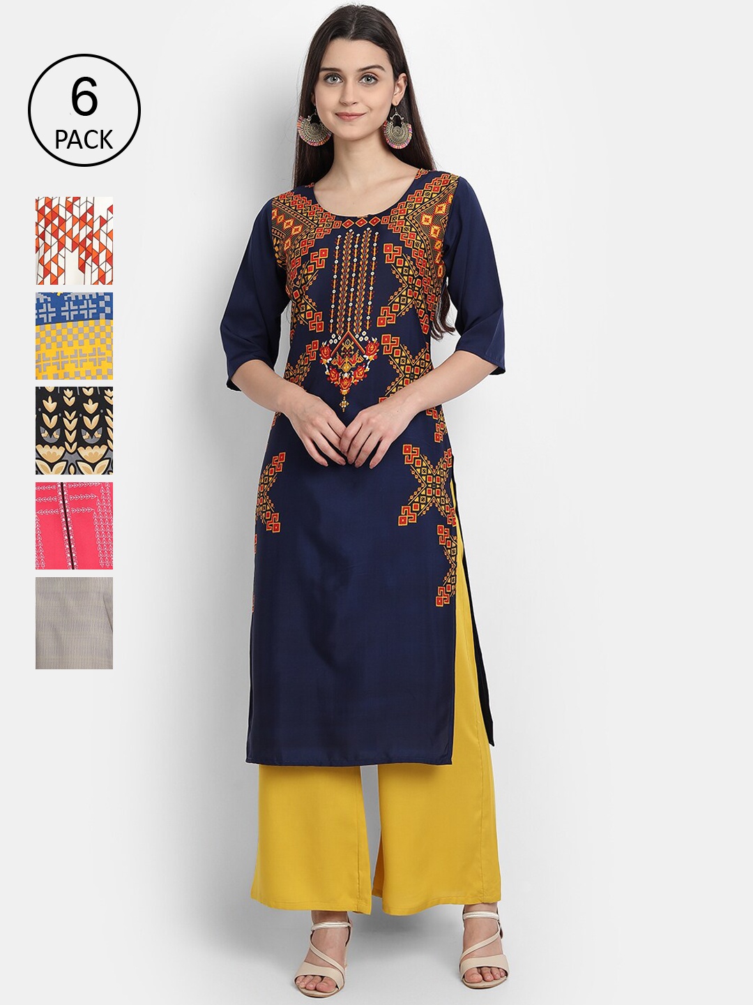 

7Threads Women Multicoloured Floral Embroidered Thread Work Crepe Kurta, Multi