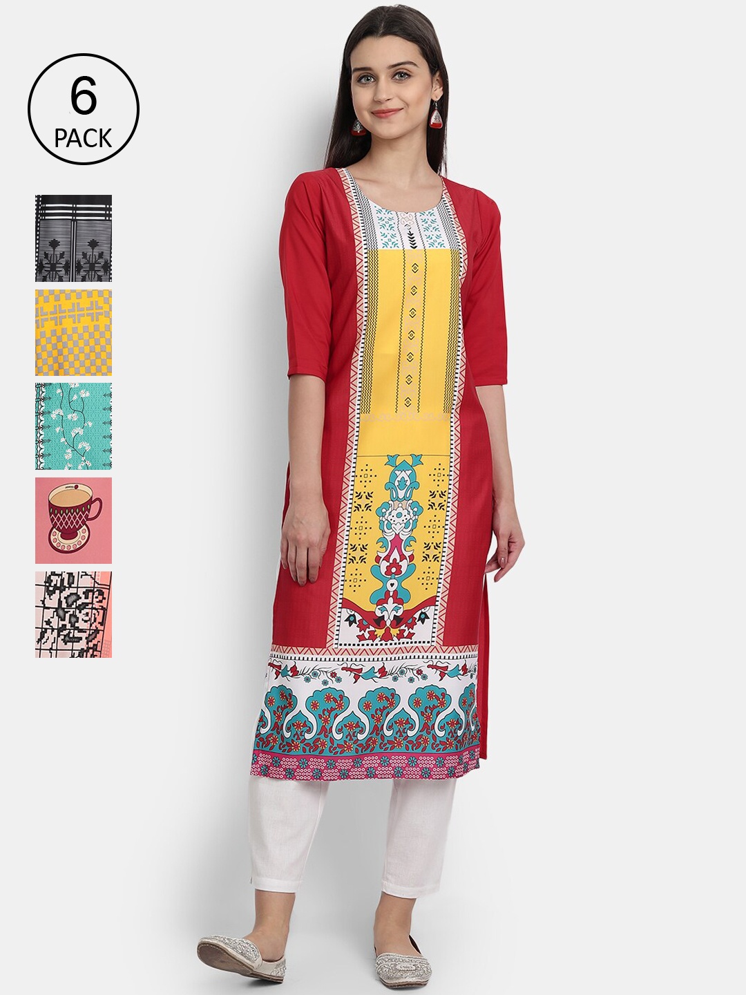 

7Threads Women Multicoloured Ethnic Motifs Printed Crepe Kurta, Multi