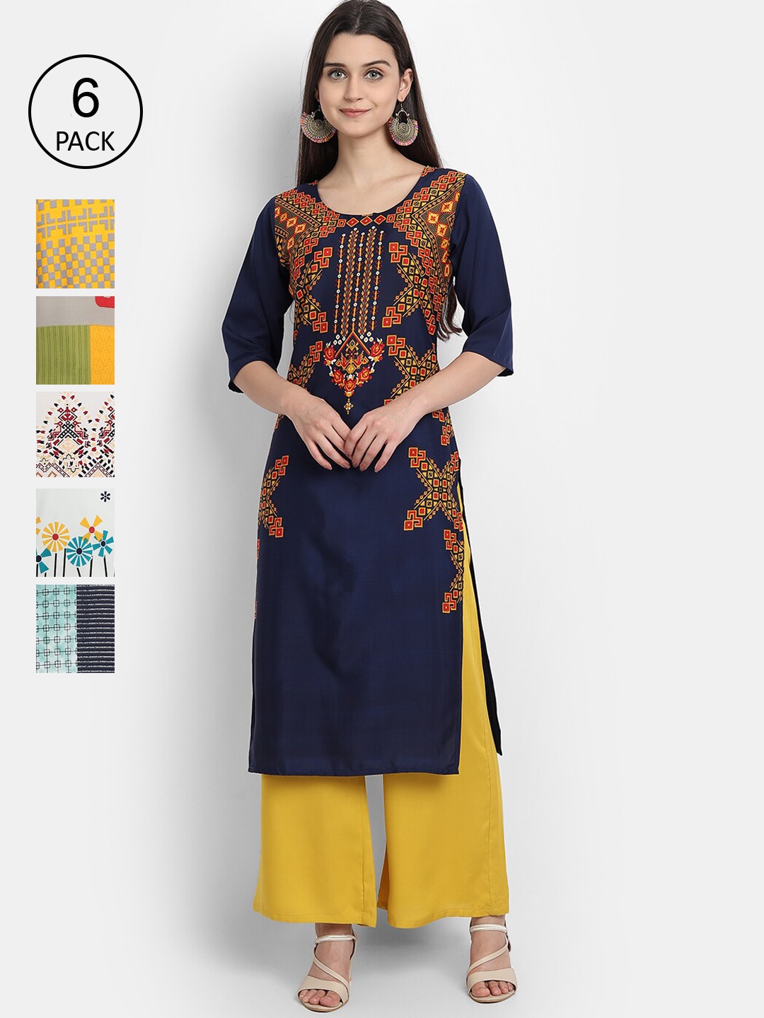 

7Threads Women Multicoloured Floral Embroidered Thread Work Crepe Kurta, Multi