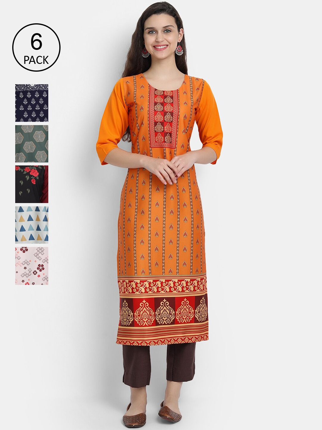 

7Threads Women Multicoloured Ethnic Motifs Printed Crepe Kurta, Multi