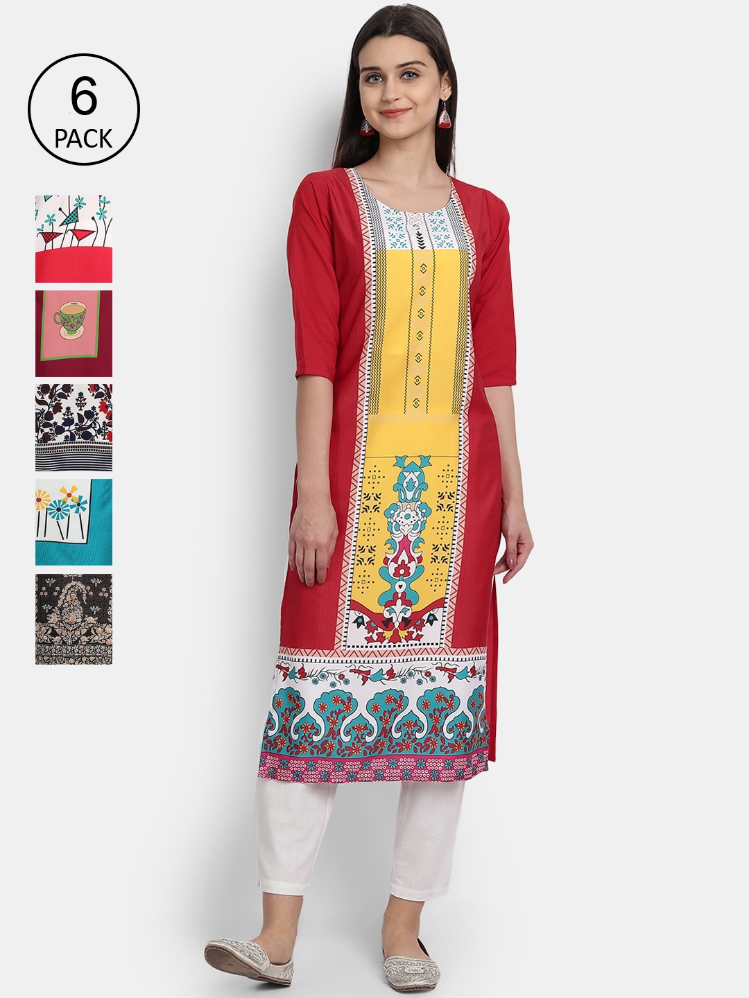 

7Threads Women Multicoloured Ethnic Motifs Printed Crepe Kurta, Multi