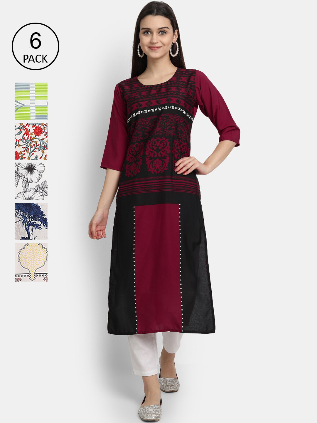 

7Threads Women Multicoloured Ethnic Motifs Embroidered Thread Work Crepe Kurta, Multi