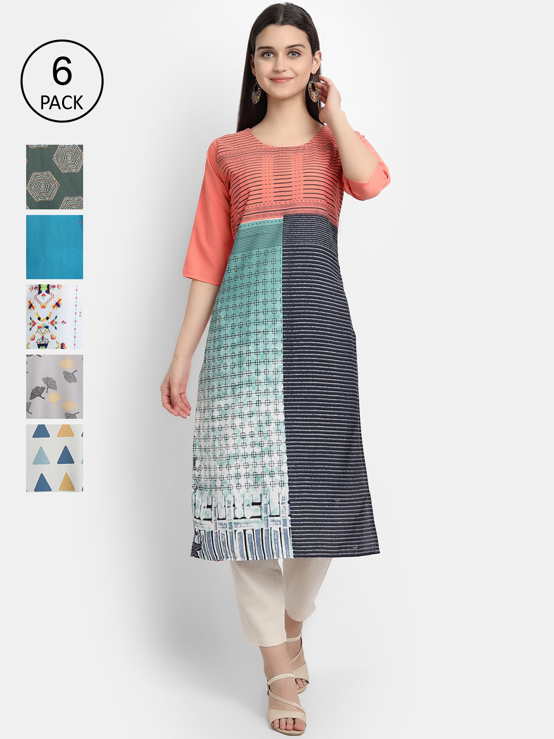 

7Threads Women Multicoloured Printed Crepe Kurta, Multi