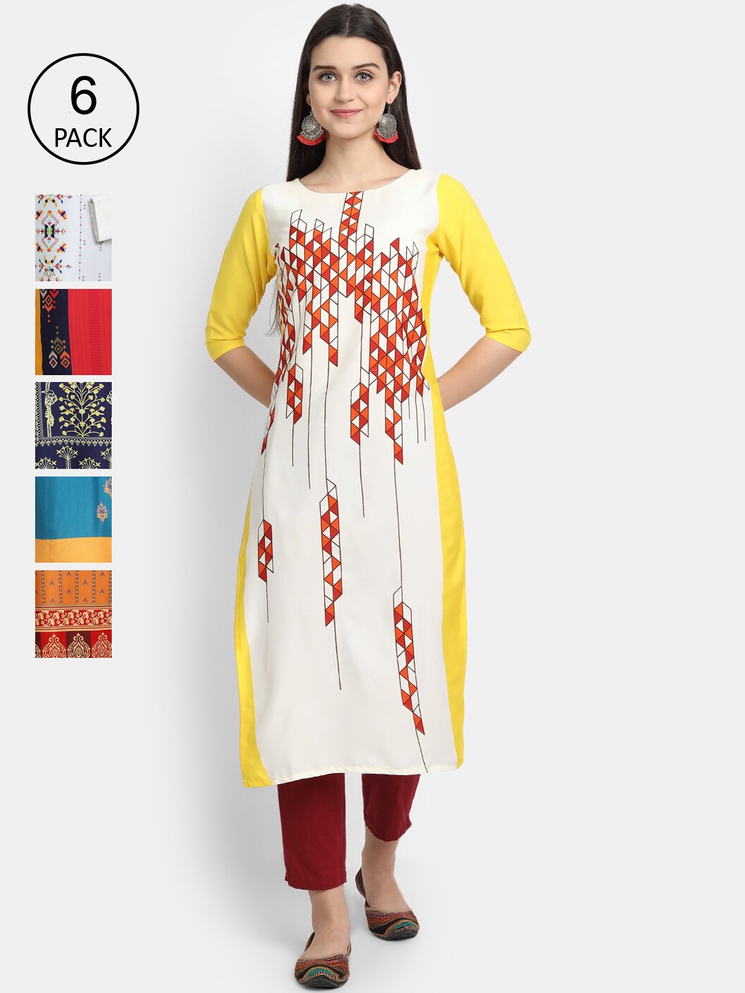 

7Threads Women Multicoloured Embroidered Keyhole Neck Thread Work Crepe Kurta, Multi