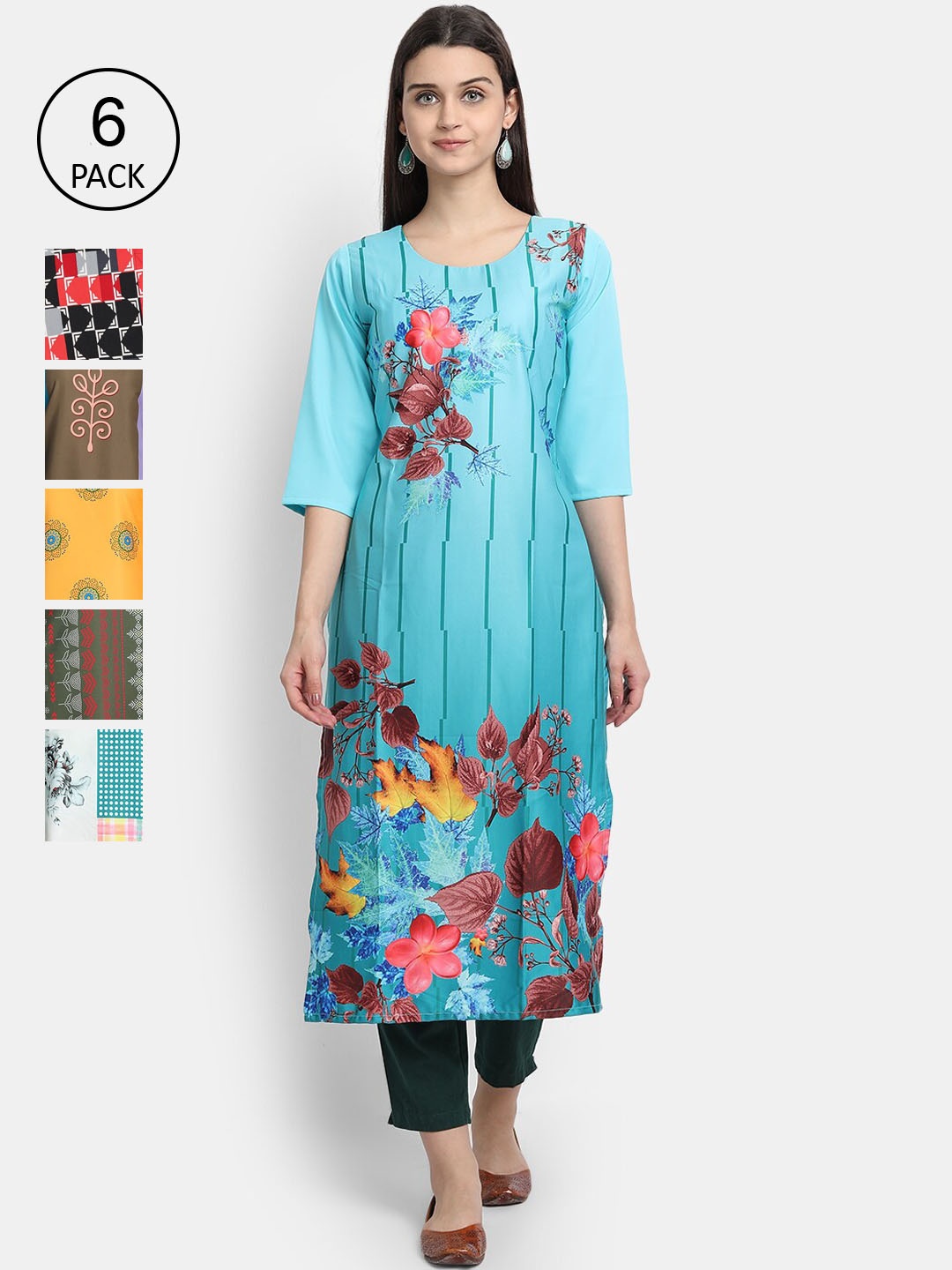 

7Threads Women Multicoloured Embroidered Crepe Kurta, Multi