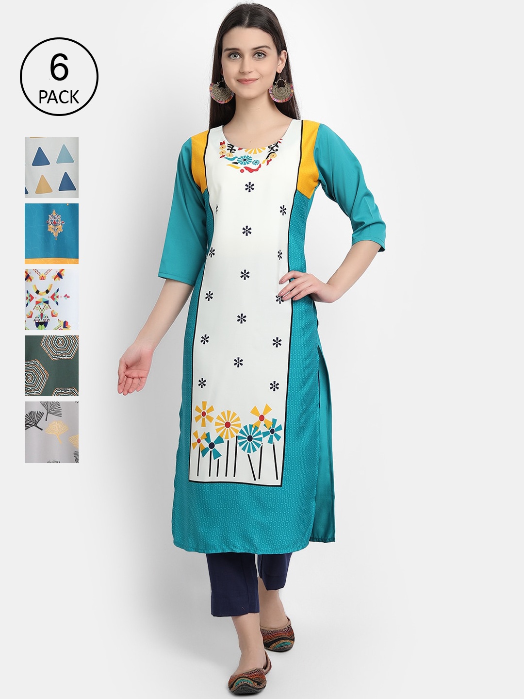 

7Threads Women Multicoloured Floral Embroidered Thread Work Crepe Kurta, Multi