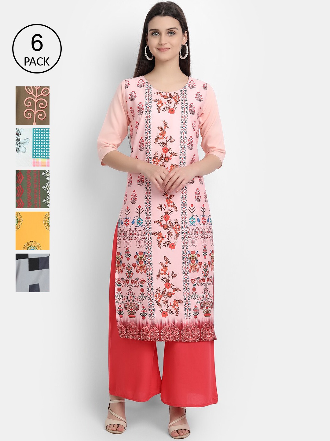 

7Threads Women Multicoloured Ethnic Motifs Printed Crepe Kurtas, Multi
