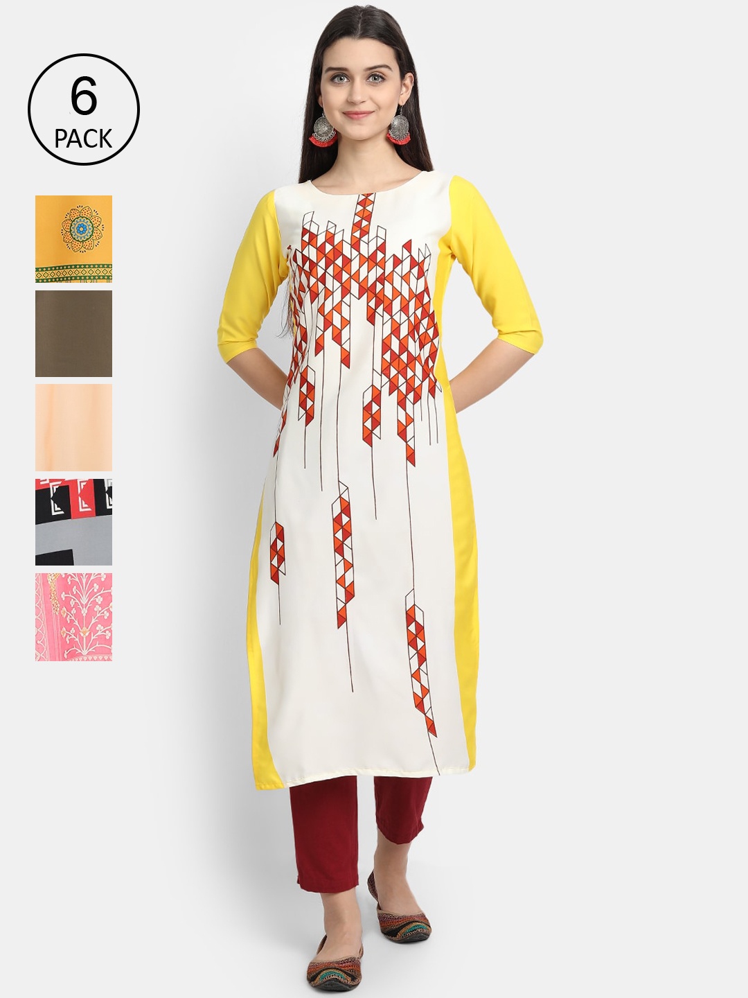 

7Threads Women Multicoloured Printed Crepe Kurta, Multi