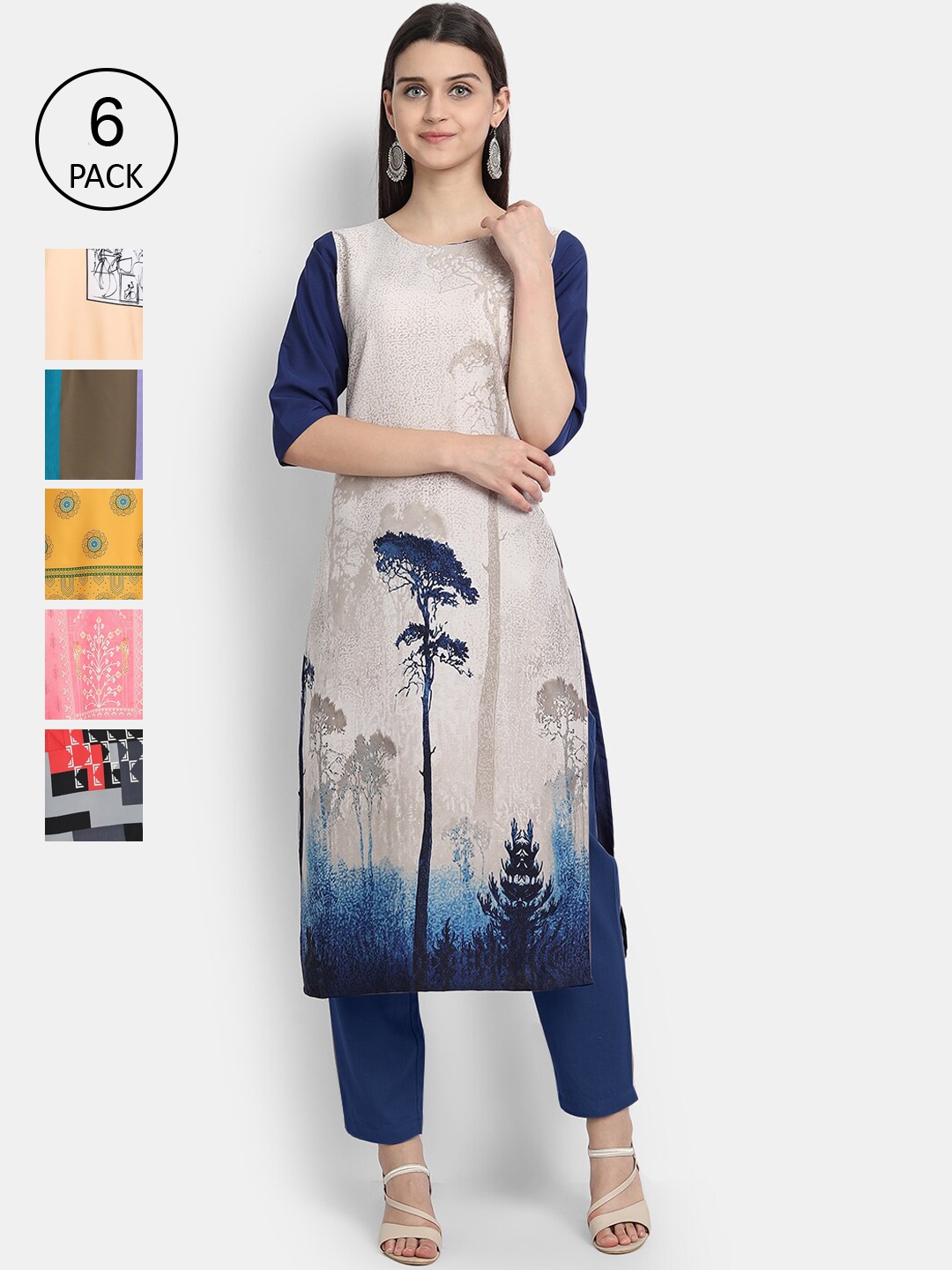7Threads Women Multicoloured Printed Crepe Kurta, Multi
