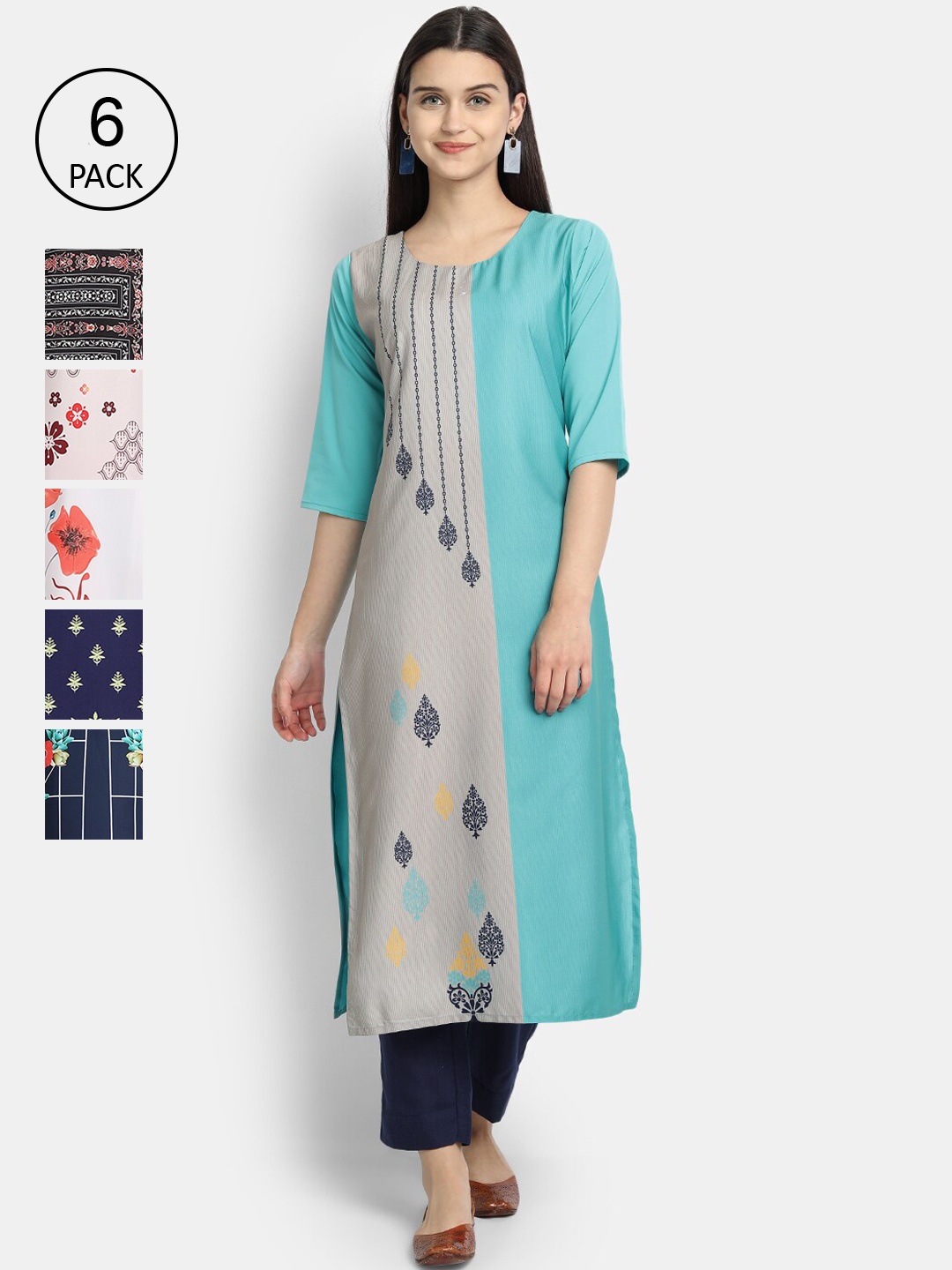 

7Threads Women Multicoloured Embroidered Thread Work Crepe Kurta, Multi