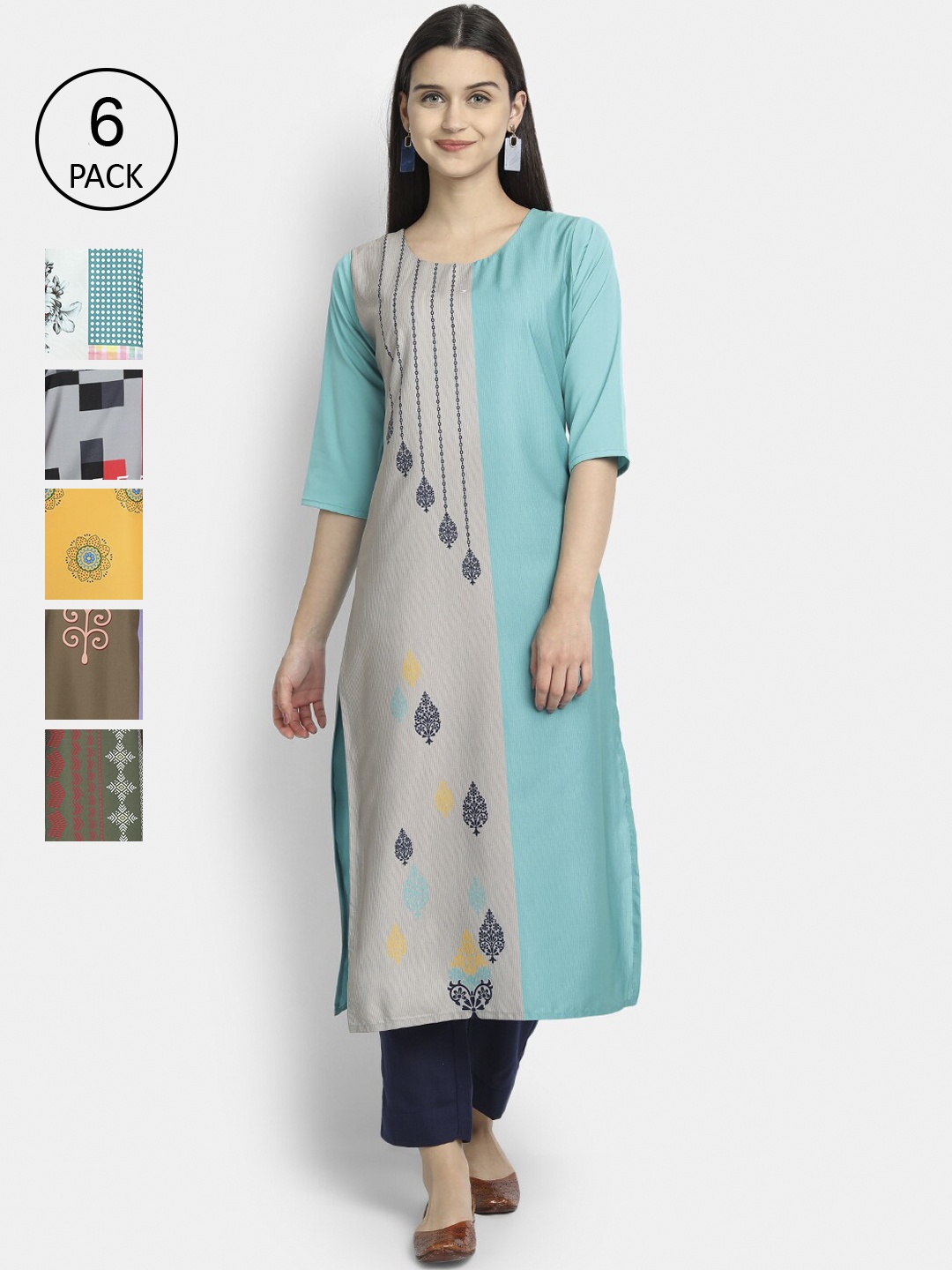 

7Threads Women Multicoloured Embroidered Thread Work Crepe Kurta, Multi