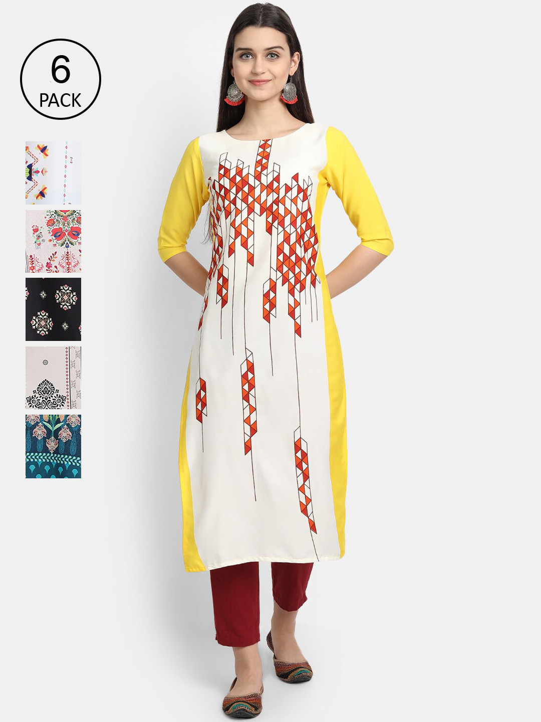 

7Threads Women Multicoloured Printed Crepe Kurta, Multi