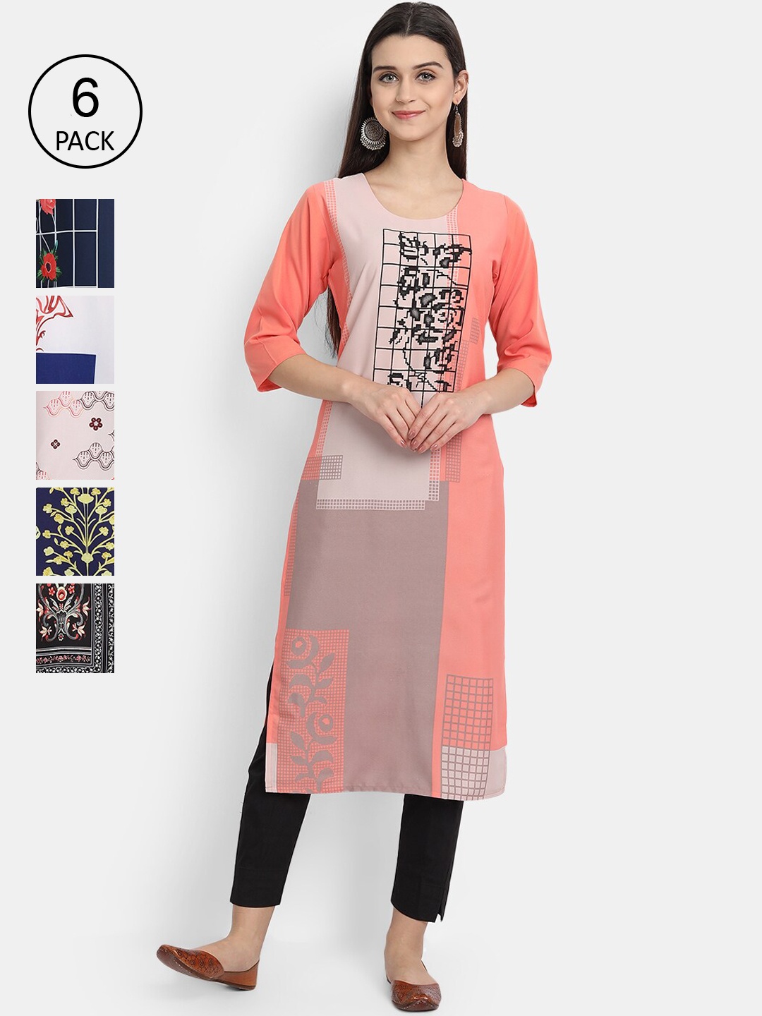 

7Threads Women Multicoloured Printed Crepe Kurta, Multi