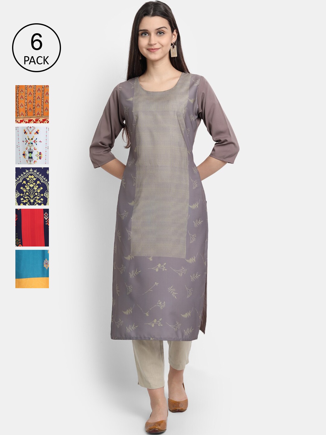 

7Threads Women Multicoloured Colourblocked Thread Work Crepe Kurta, Multi