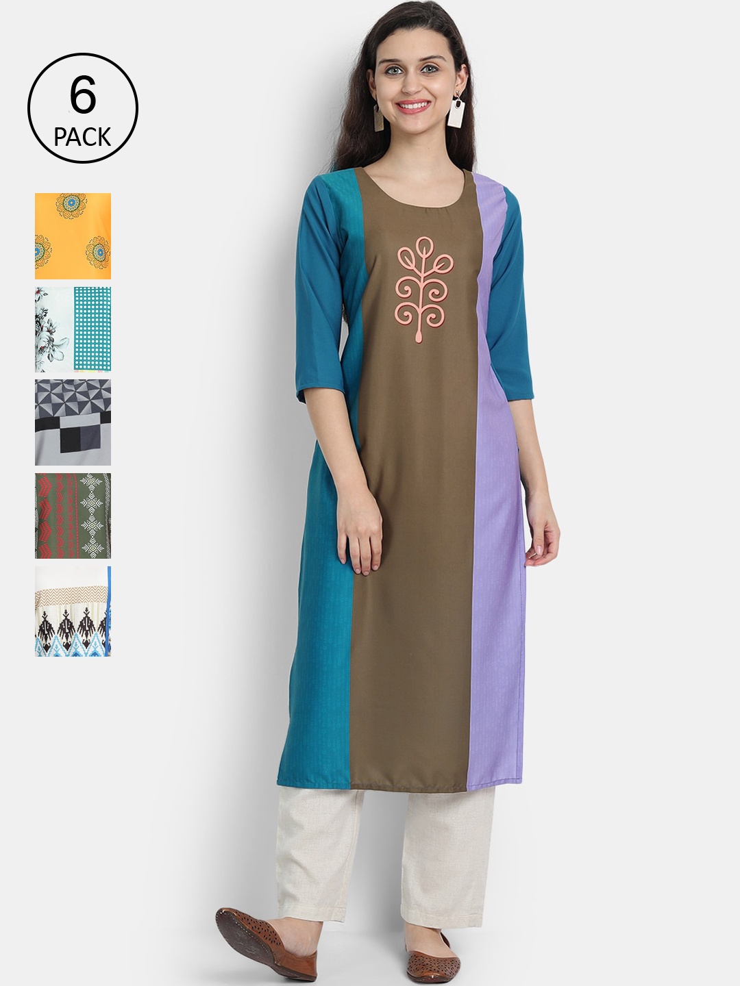 

7Threads Women Multicoloured Ethnic Motifs Printed Crepe Kurta, Multi