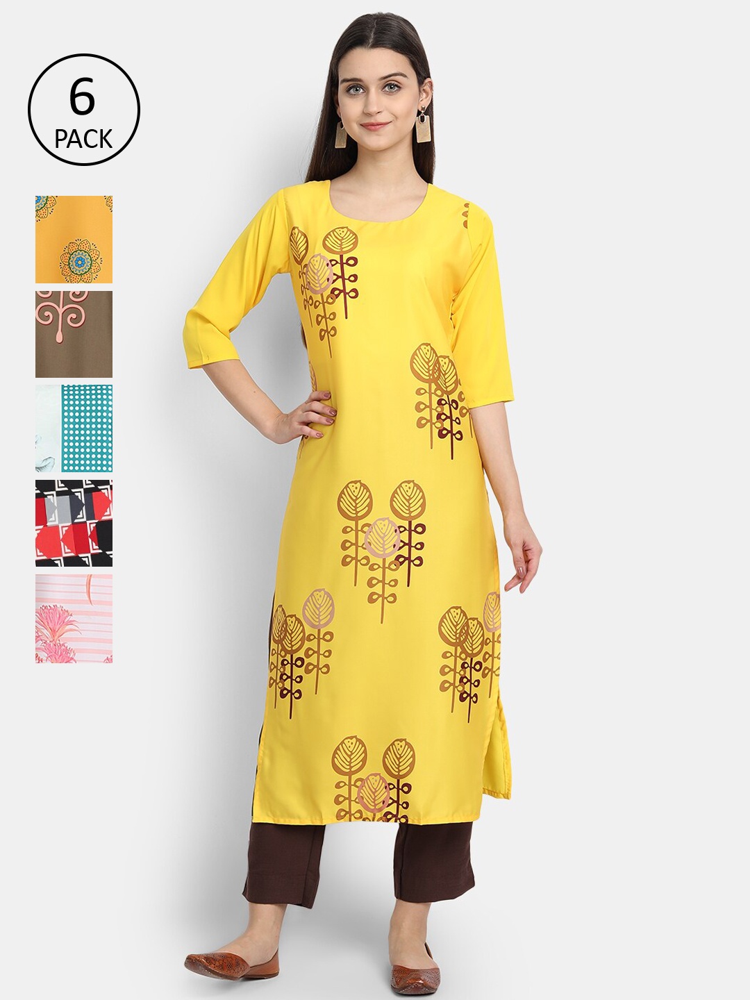 

7Threads Women Multicoloured Ethnic Motifs Printed Thread Work Crepe Kurta, Multi