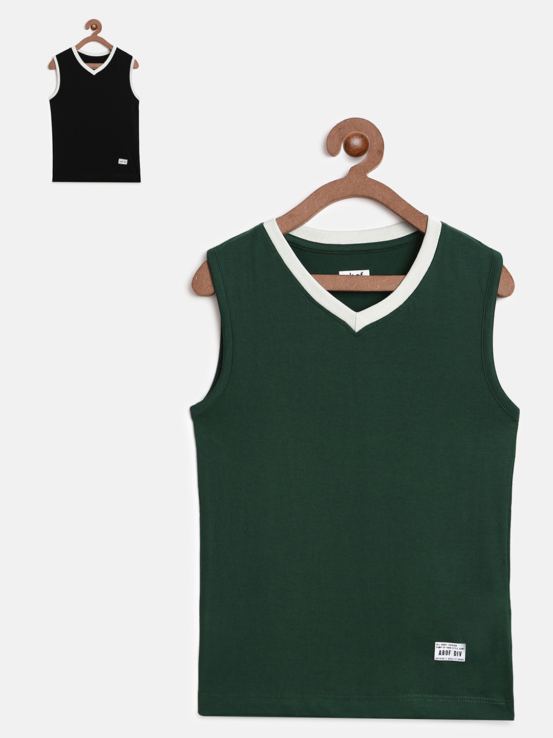 

abof Boys Green & Blue 2 V-Neck T-shirt