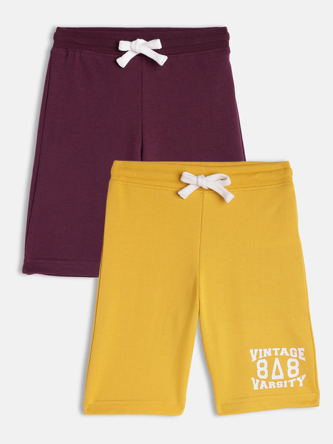 

abof Boys Yellow Pack of 2 Typography Printed Shorts
