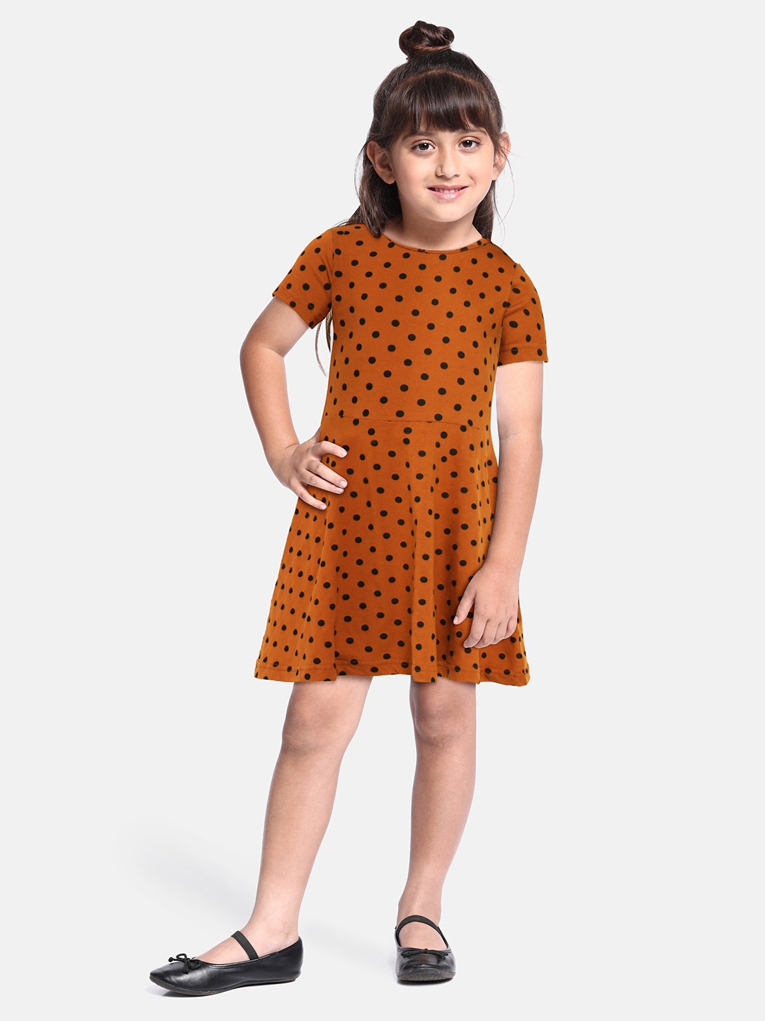 

abof Girls Brown Printed A-Line Dress