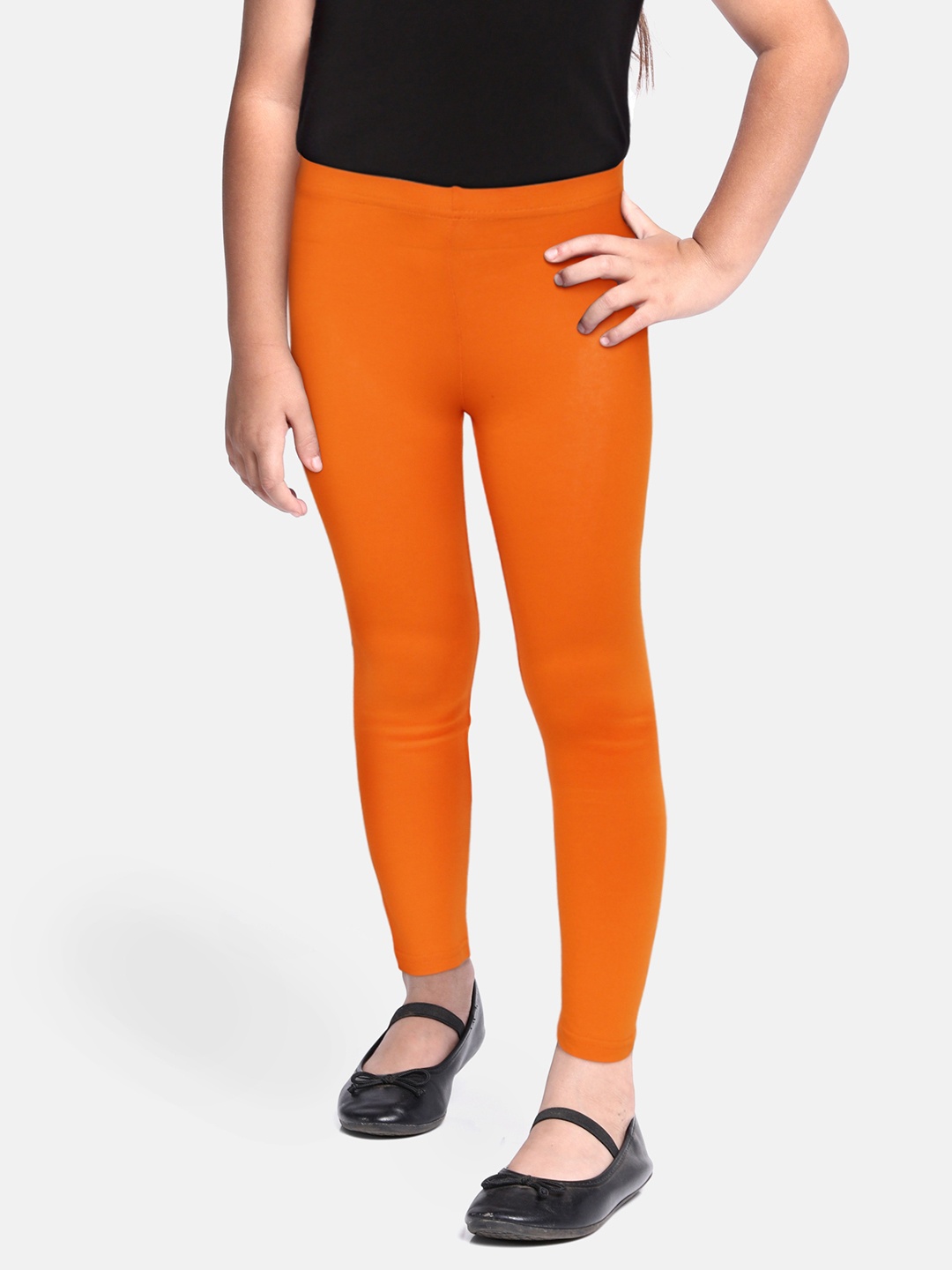 

abof Girls Orange Solid Ankle Length Leggings