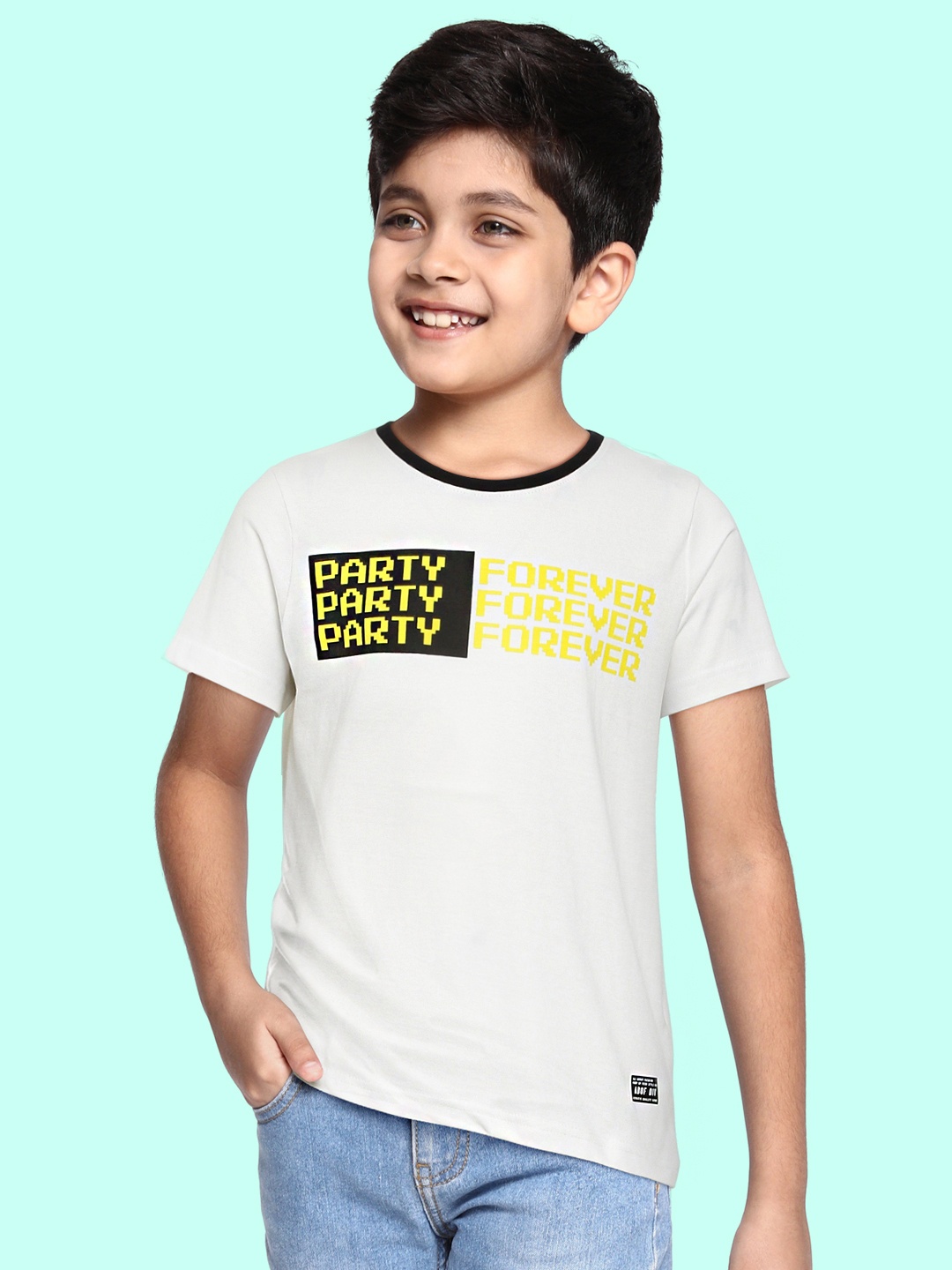 

abof Boys Off White Printed Pure Cotton T-shirt