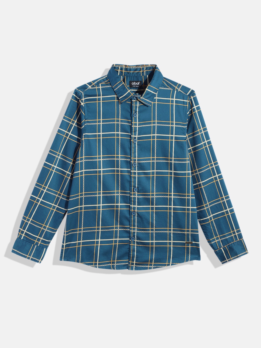 

abof Boys Checked Pure CottonCasual Shirt, Teal