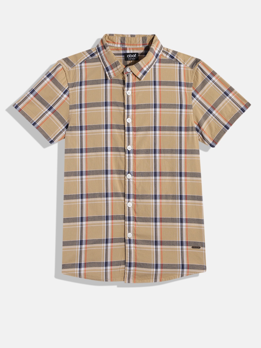 

abof Boys Checked Casual Shirt, Beige