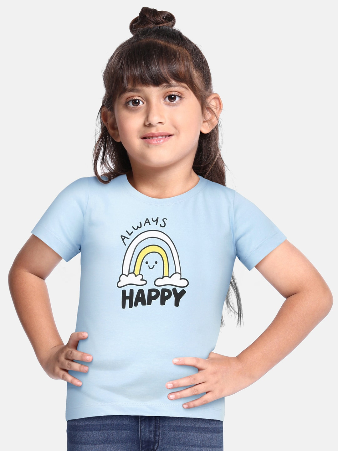 

abof Girls Blue Printed Pure Cotton T-shirt