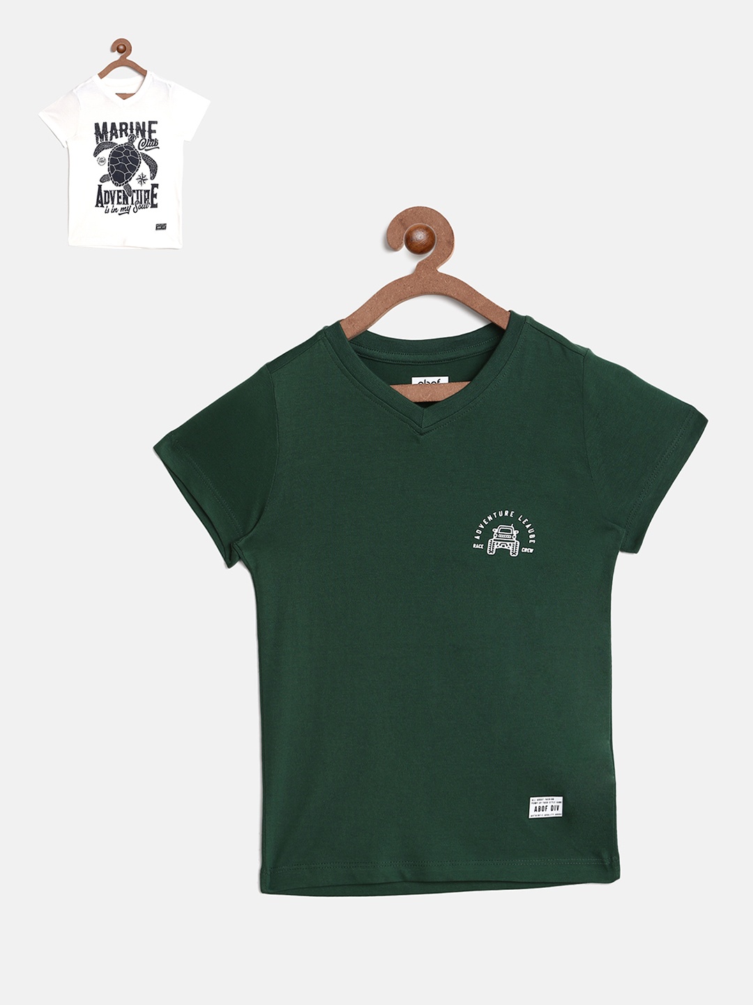 

abof Boys Green & White Typography Pack of 2 Printed T-shirt
