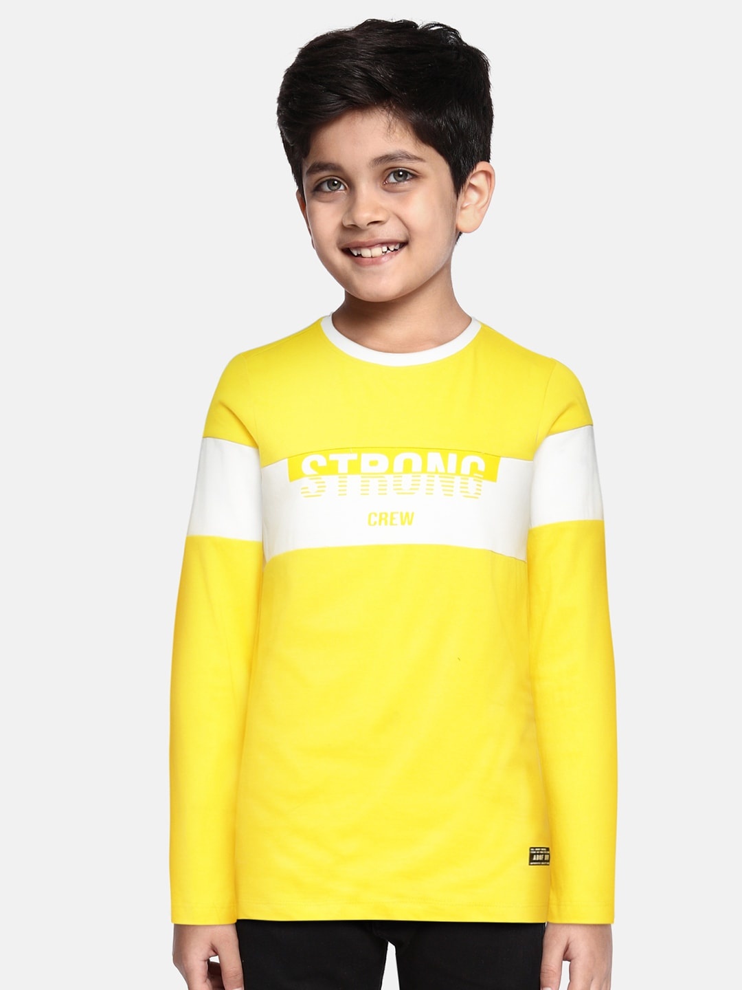 

abof Boys Yellow Printed Pure Cotton T-shirt