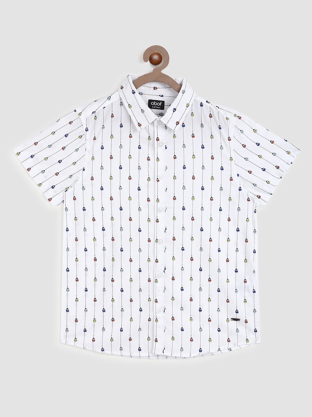 

abof Boys White Printed Cotton Casual Shirt