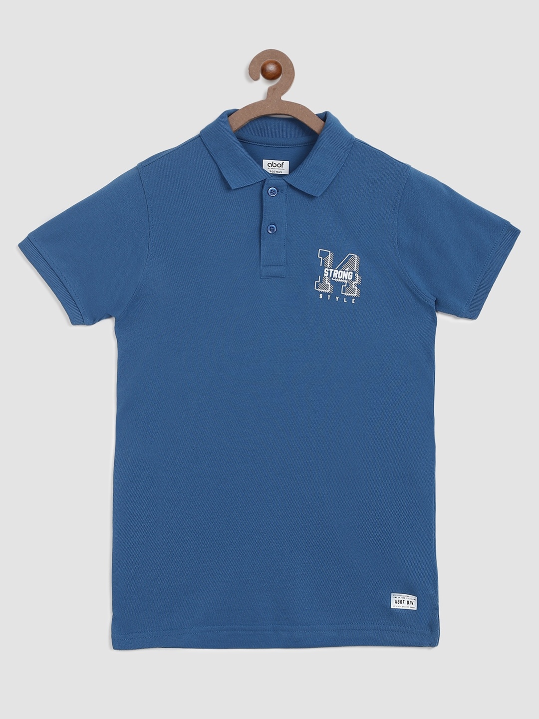 

abof Boys Blue Varsity Printed Polo Collar Slim Fit T-shirt