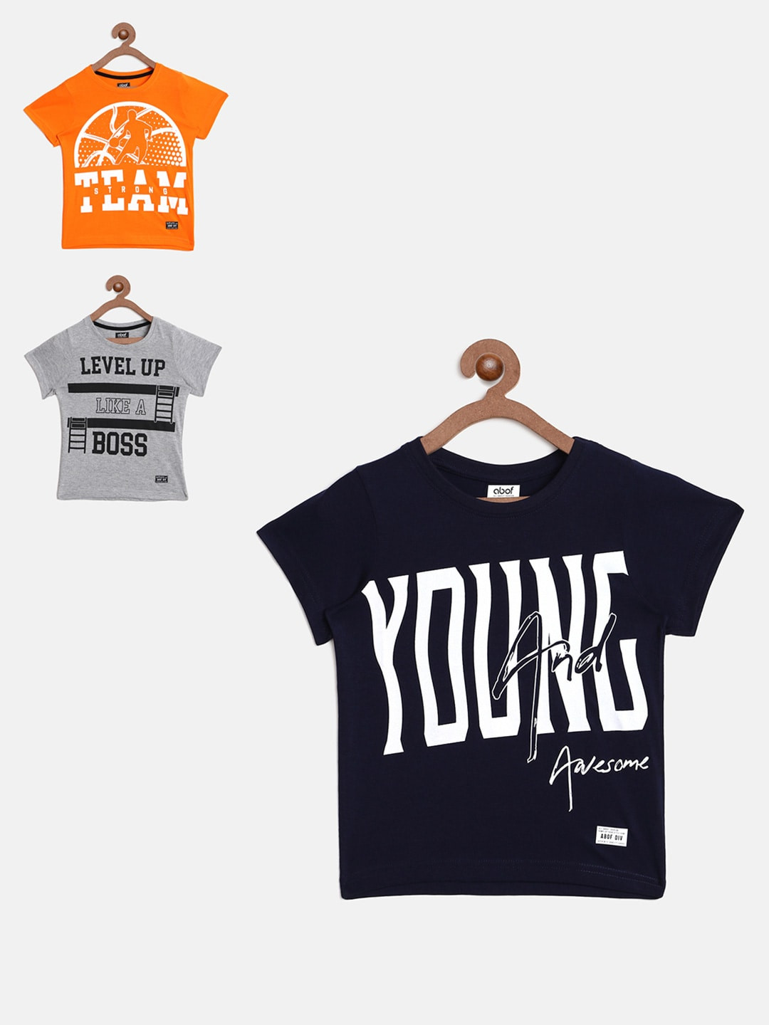 

abof Boys Multicoloured Typography 3 Printed T-shirt, Multi