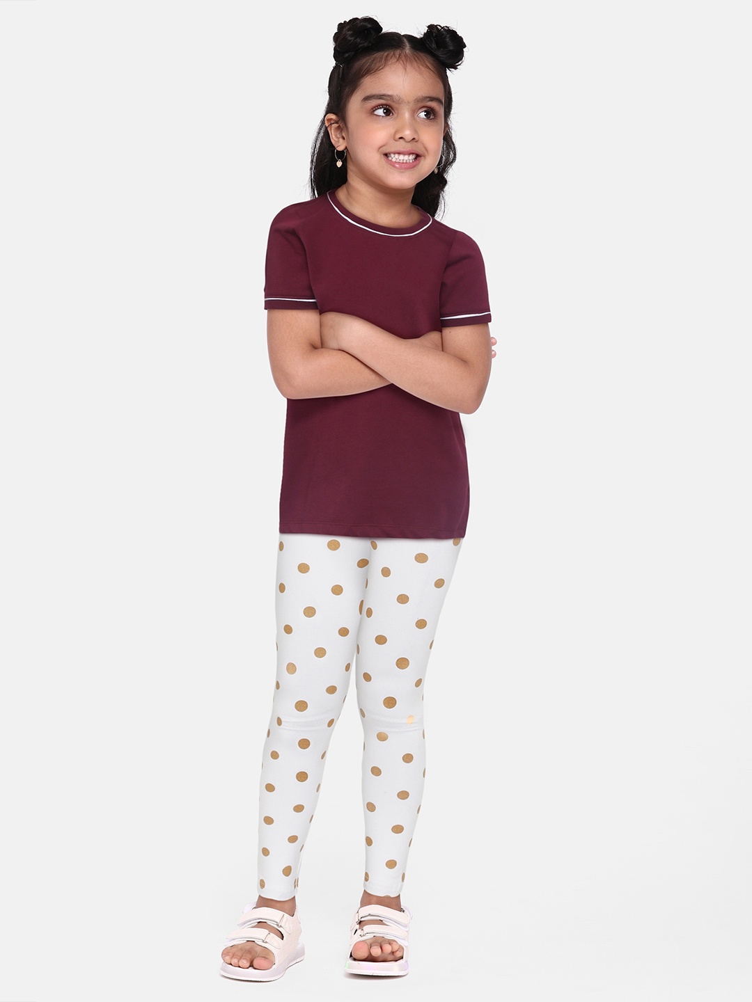 

abof Girls White Printed Ankle Length Leggings