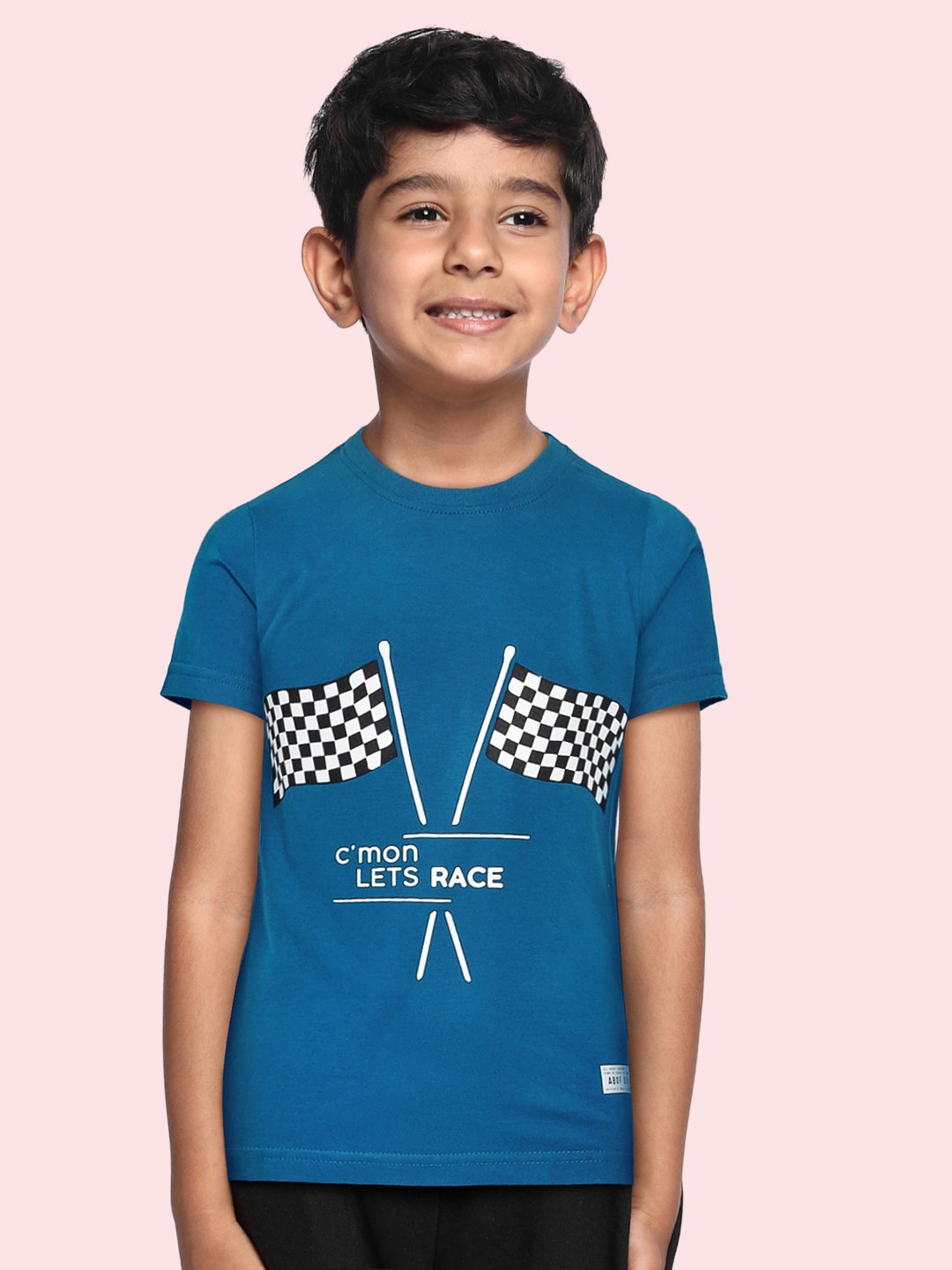 

abof Boys Navy Blue Printed Pure Cotton T-shirt