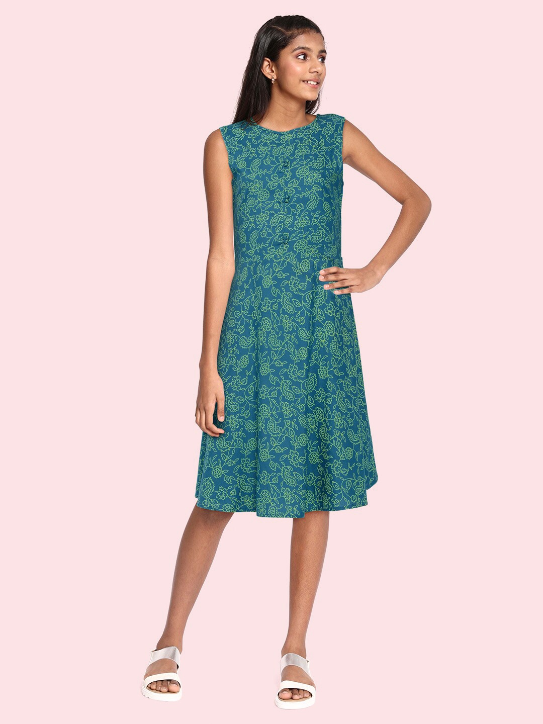 

abof Girls Blue Ethnic Motifs Dress