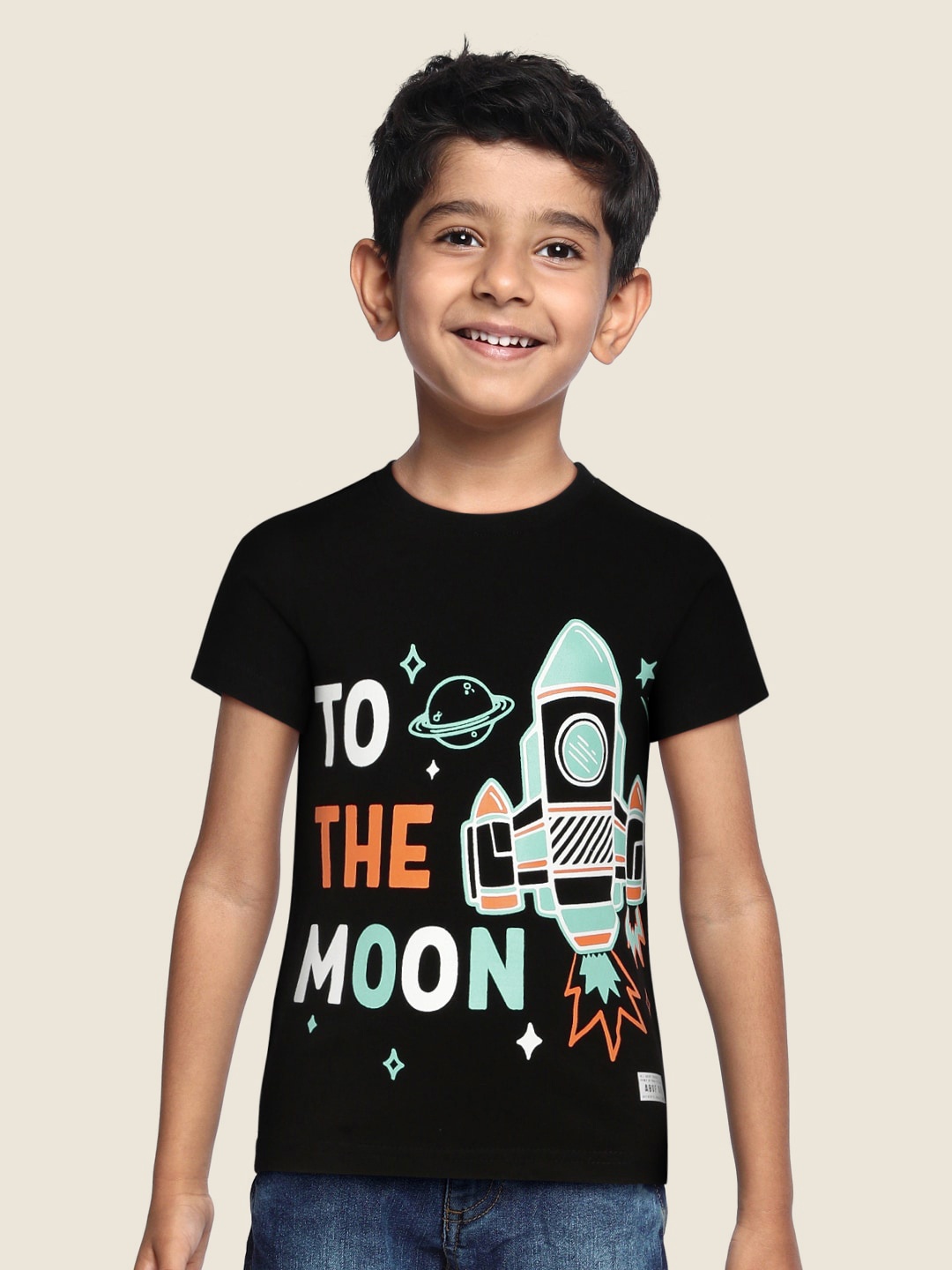 

abof Boys Black Graphic Printed T-shirt